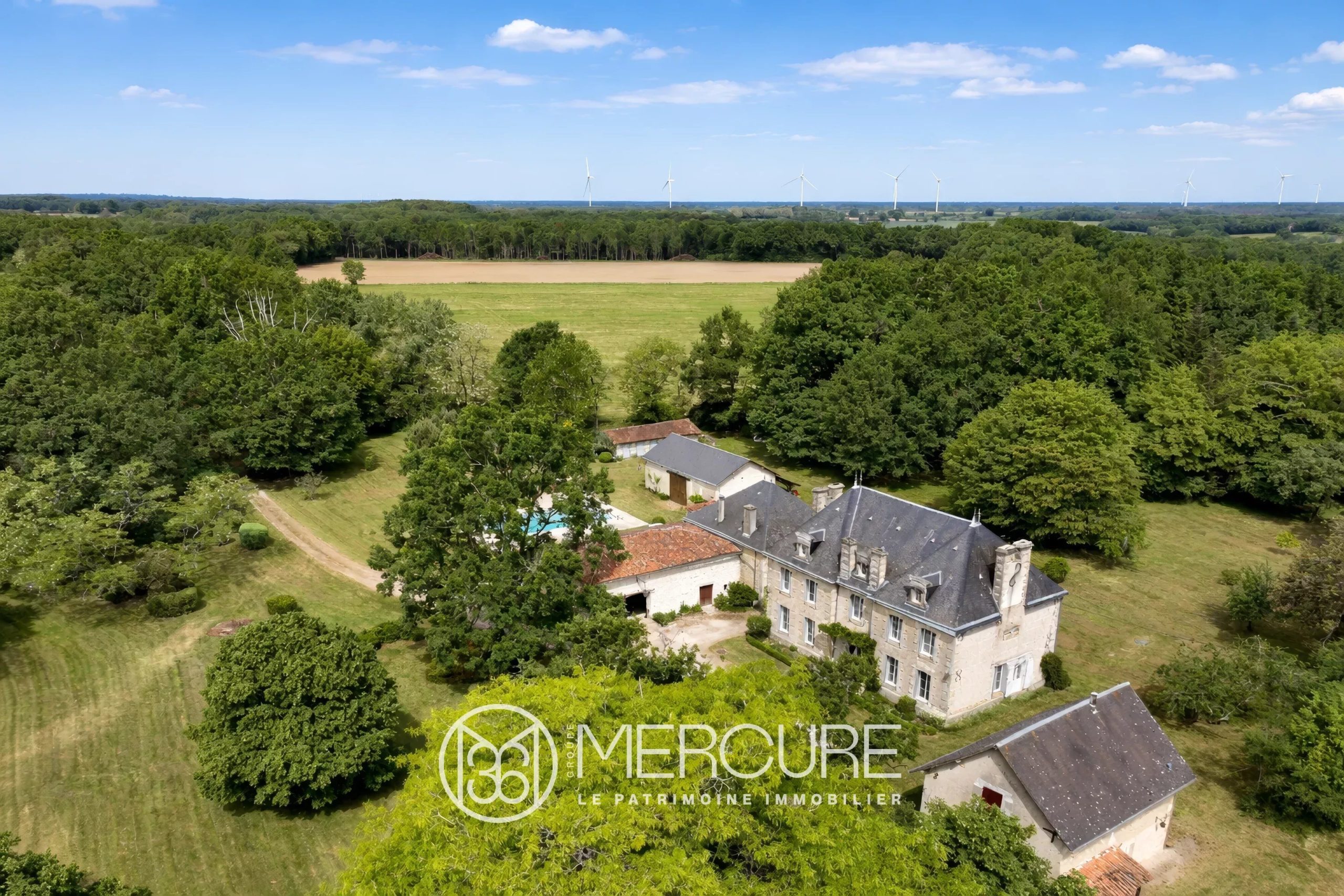 A charming 19th-century estate with a guest house, outbuildings, a swimming pool, and wooded grounds – South of Poitiers - 10368PO