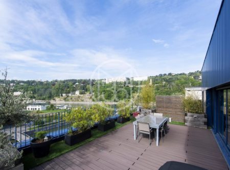 Rare Lyon 2 Confluence sur la darse : Rooftop de 155 m² en attique et duplex avec terrasse végétalisée de 92 m² - 4781LY